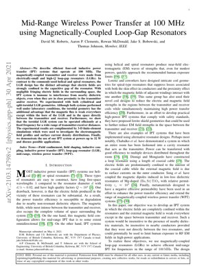 PDF Document Cover - Mid-Range Wireless Power Transfer at 100 MHz using Magnetically-Coupled Loop-Gap Resonators
