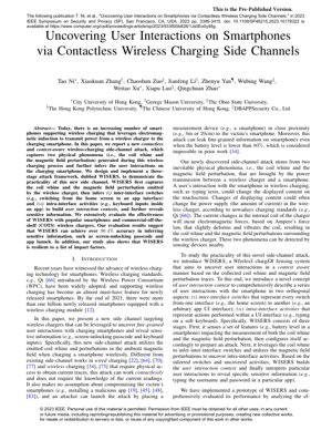 PDF Belge Kapağı - WISERS: Kablosuz Şarj Bobini Vınlaması ve Manyetik Bozulmalar Üzerinden Temassız Bir Yan Kanal Saldırısı